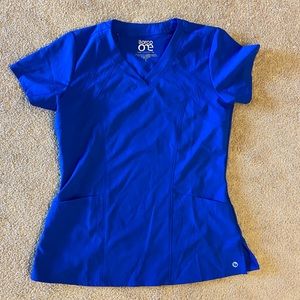 Bright blue scrub top
